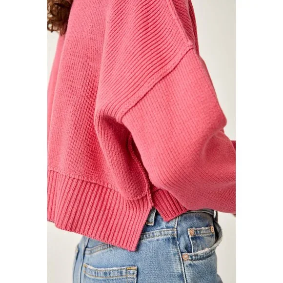 🎉LAST CHANCE🎉 FREE PEOPLE Easy Street Cropped Pullover / Madamoiselle - Picture 4 of 5